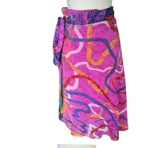 Iris Impressions wrap around silky skirt lined size medium beautiful colors
